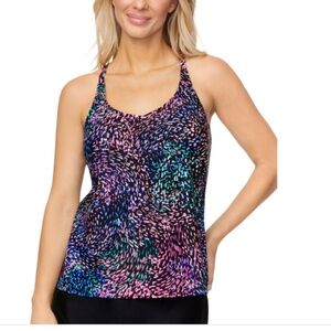 Island Escape Women Printed Racerback Underwire Tankini Multicolor Size 16 10430